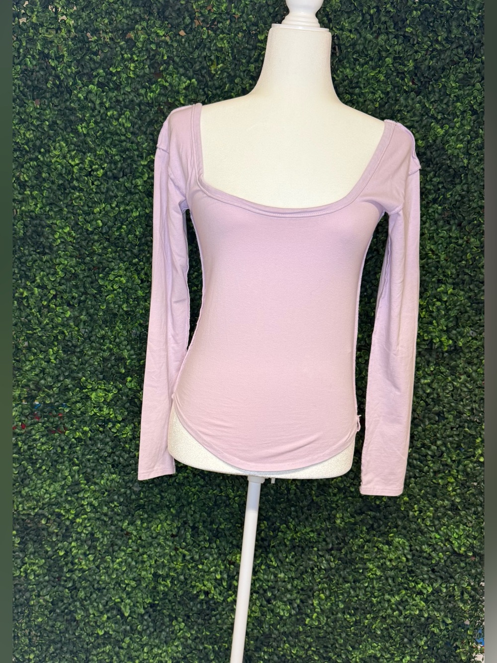 Free People We The Free Dusty Lavender Scoop Neck Long Sleeve Top – Small